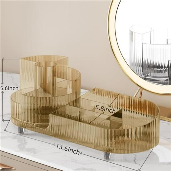 360 Rotating Makeup Organizer Large Capacity Vanity Storage Display Case - Picture 4 of 7